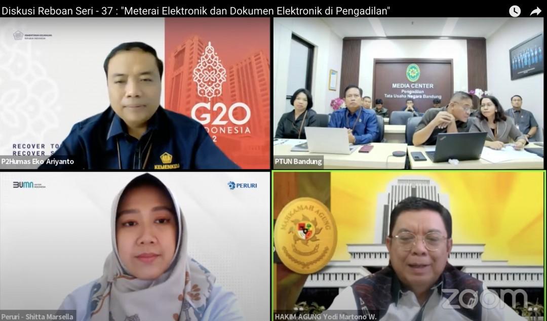 Peruri Jelaskan Implementasi Meterai Elektronik pada Dokumen Elektronik yang Dijadikan Alat Bukti di Pengadilan Dalam Diskusi Reboan ke-37 PTUN Bandung